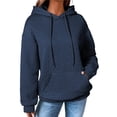 thumbnail image 1 of Sudadera con Capucha para Mujer, Informal, de Larga, con Cordón Ajustable, de Jacquard, Estilo Pulóver, Ropa Holgada. Azul Marino L, 1 of 7