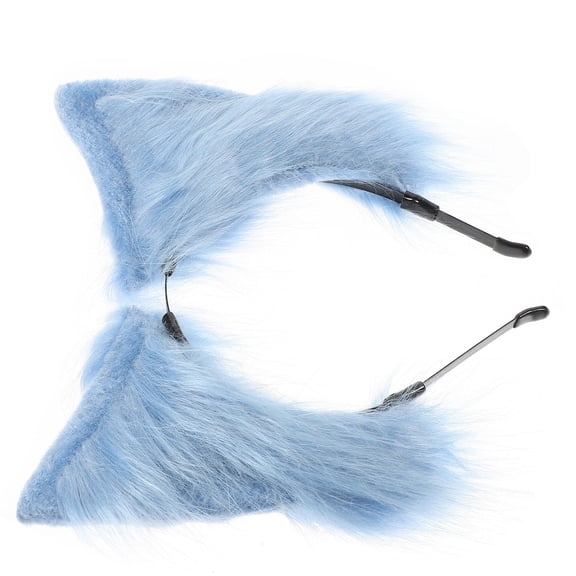 Luxshiny Blue Furry Cat Ears Headband with Firm Cloth Material for Fun Outfits
