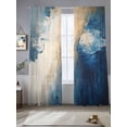 thumbnail image 2 of Abstract Graffiti Sheer Curtains for Living Room Bedroom, Light-filtering Sheer Curtain, Beige Blue Geometric Graffiti Rod Pocket Voile Window Treatment Drapes, 52’’Wx96’’L, 2 Panels Set, 2 of 7