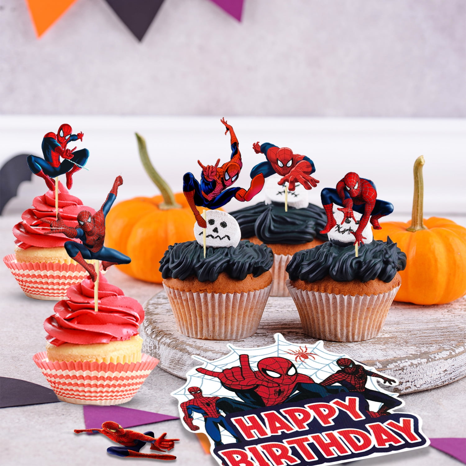Vovii Happy Birthday Luftballon & Hintergrund Set – Spider-Man Thema Für Jungs Geburtstagsparty