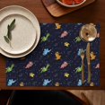 thumbnail image 5 of DarkBlue Dinosaurs in Space Pattern Summer Placemats Table Placemats Set Of 4-Linen Kitchen Washable Placemats Table Mats 11.8"x17.7" Non-Slip Heat Resistant, 5 of 6