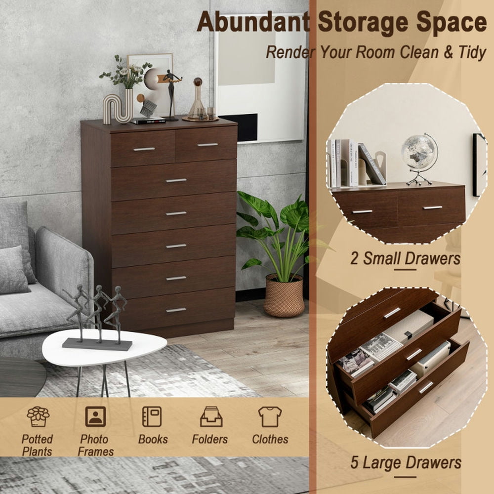 Finihen Dresser, Storage Dresser, Wooden Chest of Drawers with Anti-toppling Device and Metal Handles, for Living Room, Bedroom, Entryway, Espresso Finihen Dresser, Storage Dresser, Wooden Chest of Drawers with Anti-toppling Device and Metal Handles, for Living Room, Bedroom, Entryway, Espresso