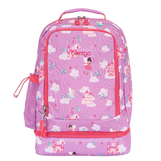 Bentgo Mochila 2 en 1 para niños y bolsa de almuerzo aislada – Mochila duradera con 16 compartimentos y contenedor de almuerzo en estampados únicos para la escuela y viajes – Acolchado resistente al a