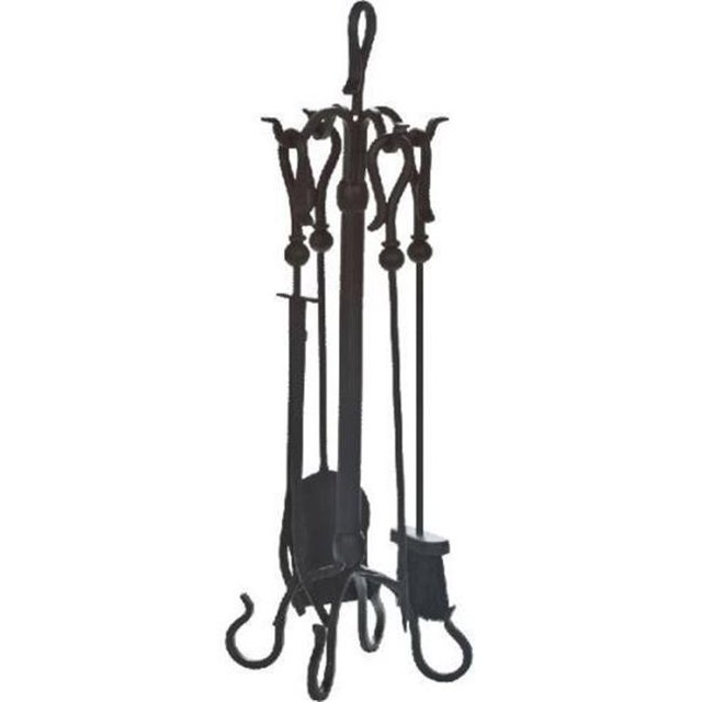 Ensemble d'Outils pour Foyer en Fer Forgé, Noir - 5 Pcs