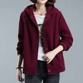 thumbnail image 4 of jtjvou Winter Corduroy CoatWomen's Hooded Jacket Warm Thicken Loose Long Sleeve Outerwear Female Casual Clothing Red XXXXL, 4 of 5
