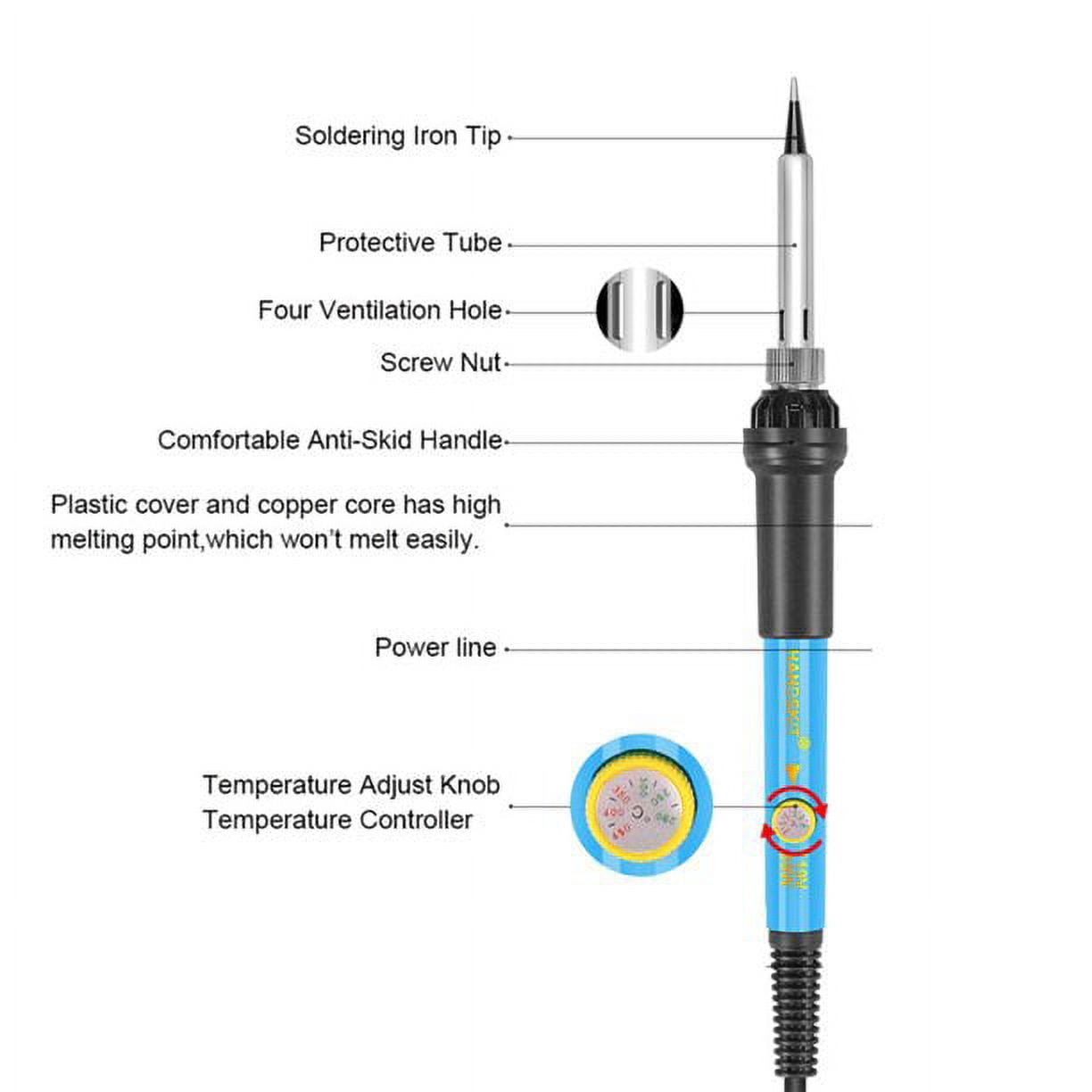 FZFLZDH 14 In1 Soldering Iron Kit, 110V/60W Adjustable Temperature Welding Soldering Iron, Stainless Steel Electric Solder Wire Welding Tools