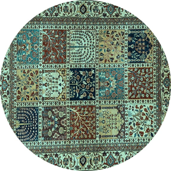 Ahgly Company Indoor Round Abstract Light Blue Modern Area Rugs, 5' Round