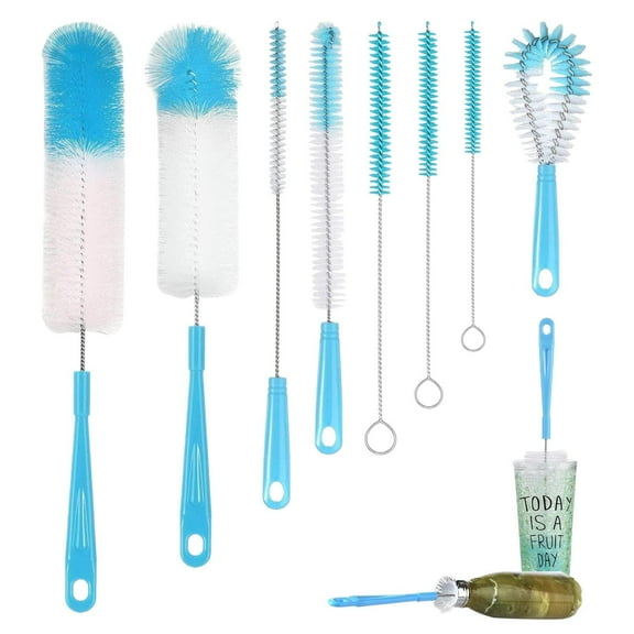 Bottle Cleaning Brush Set - Multifunctional Crevice Brush,8 Piece Long Handles Brush Kit Deep Cleaning | Versatile Brushes For Narrow Neck Bottles,Ideal For Sports Bottle Wine Decanters And Tumblers
