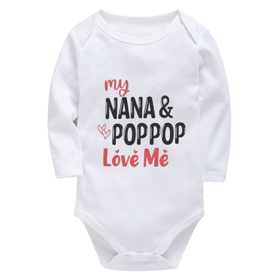 My Nana & Poppop Love Me Onesie for Baby Boys Long Sleeve Come Home Outfit Newborn Boy White Baby Boy Outfits Newborn