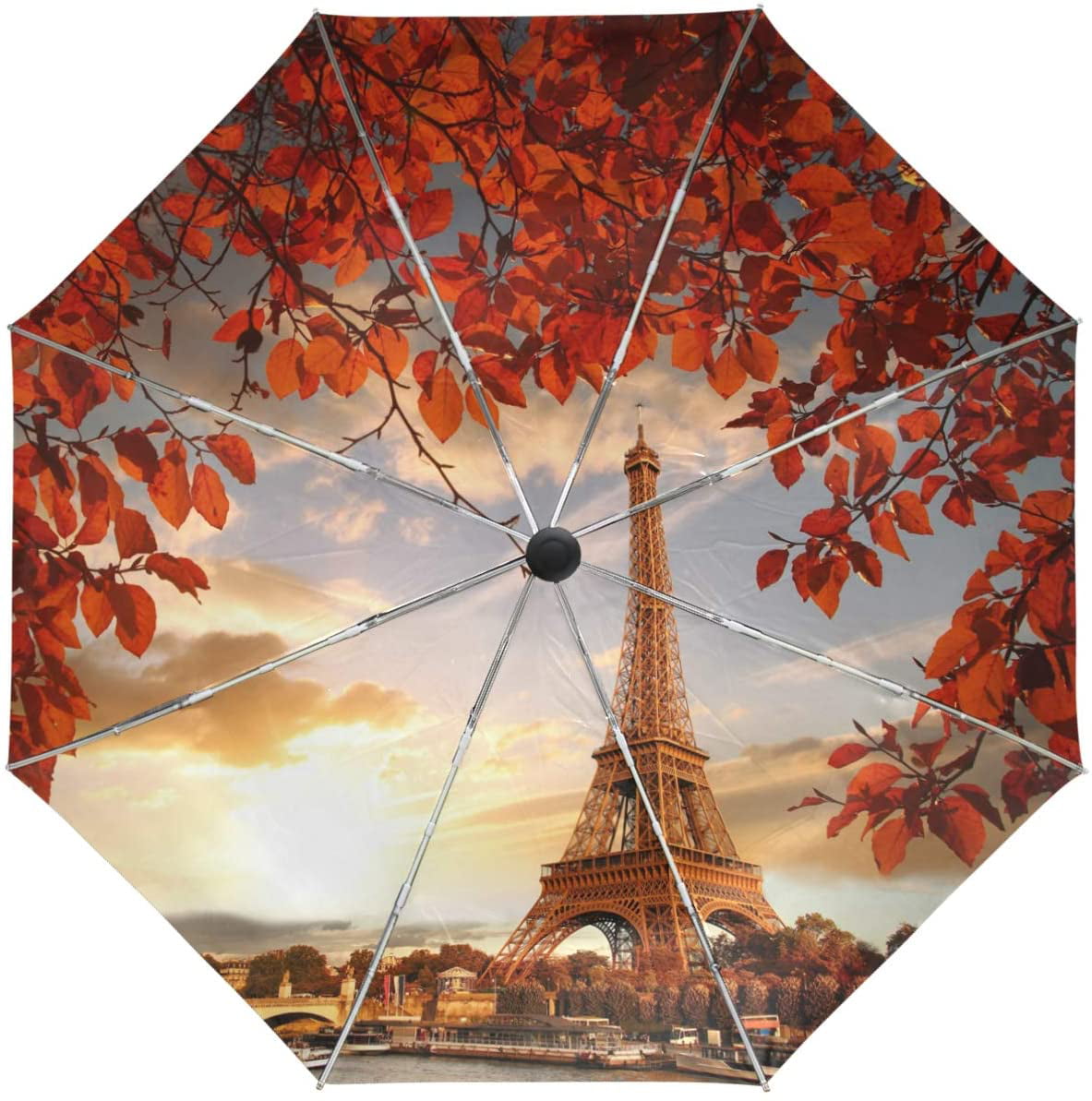 Travel Umbrella Eiffel Tower Lightweight Automatic Umbrellas with UV Protection Compact Umbrella Windproof 