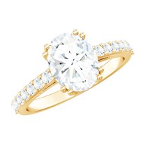Rosec Jewels 2 Carat Moissanite Engagement Ring for Women - 7X9 mm Oval Moissanite Ring - D-VS1 Grade, 10K Yellow Gold, US 4.00