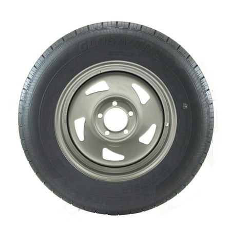 - ST205/75R15 GlobalTrax Trailer Tire LRC on 5 Bolt Silver Blade Wheel