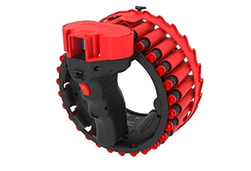D-Dart Blaster Toy - High Capacity 28-Dart Drum, Automatic Fire, Black/Red