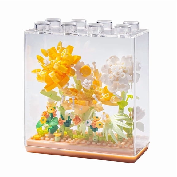 Flower Building Set with Dustproof Display Case, ABS Plastic Botanical Collection Blocks, 3D Art Decor Gift for Girls 8