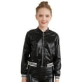 thumbnail image 2 of Nyeemya Kids Girls Boys Jazz Dance Disco Jacket Zip Up Metallic Bomber Coat Tops Outerwear Black 14, 2 of 7