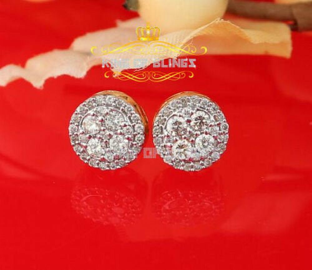 King of Bling's 10K Real Yellow Gold Real Diamond 0.75CT Men's/Women's Round-Shape Stud Earring
