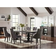 Phelps Rectangular Trestle Dining Set Antique Noir and Beige