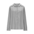 thumbnail image 4 of VEKDONE Women's Work Shirts Long Sleeve Button Lapel Blouse Solid Color Basic Business Office Shirt Fall Loose Lightweight Elegant Blouses, 4 of 6