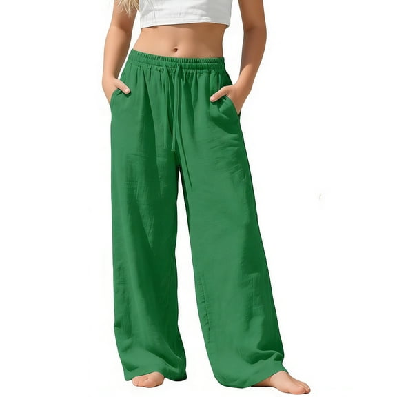 Atogsazn Kids Boys Wide Leg Sweatpants Childrens Casual Drawstring Elastic Waisted Pant with Pocket Teen Trendy Green 5-6 Years Fashion