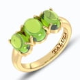 thumbnail image 5 of Three Stone Ring | 14K Gold Plated 925 Silver Peridot Ring – Oval Gemstone Statement Jewelry | US 6, 5 of 6