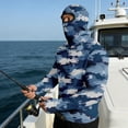 thumbnail image 4 of Havenx Sun Protection Fishing Shirts for Men Camo Long Sleeve Hoodie with Mask Hooded Uv Upf 50+ Rash Guard Uv Protection Cooling Lightweight Outdoor Hiking Swim Blouses,Royal Blue L, 4 of 6