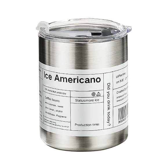 Clearance! Nomeni Coffee Cups American Stainless Steel Coffee Cup Portable High Value Takeaway Accompanying Cup Insulation Water Cup with Straw Latte Cup Kitchen Essentials