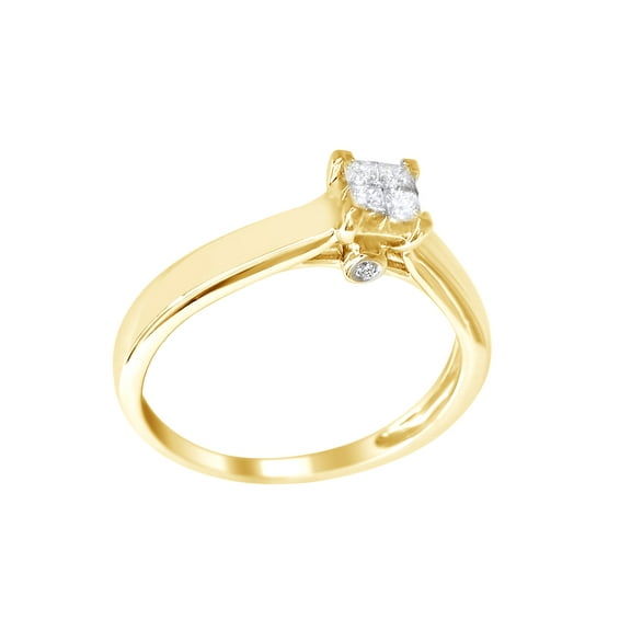 Princess Cut White Natural Diamond Promise Ring in 10k Yellow Gold(0.25 Cttw)