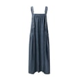 thumbnail image 3 of Ladies Retro Loose Slim Denim Suspender Skirt Dress - Polyester-Cotton, Long Swing Style, Suitable for All Seasons, 3 of 4