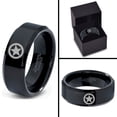 thumbnail image 4 of Tungsten Astronomical Star Circle Emblem Band Ring 8mm Men Women Comfort Fit Black Beveled Edge Polished, 4 of 4