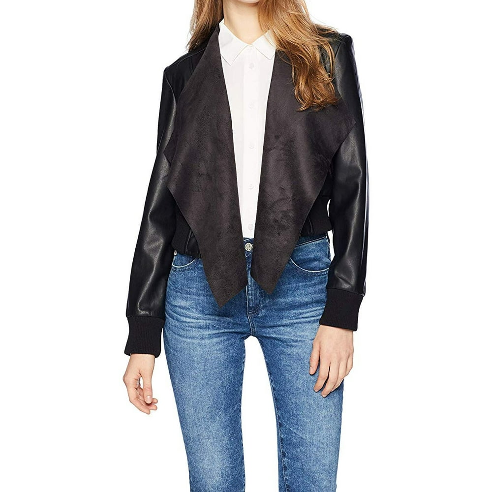 French Connection - Womens Jacket Faux-Leather Draped 4 - Walmart.com
