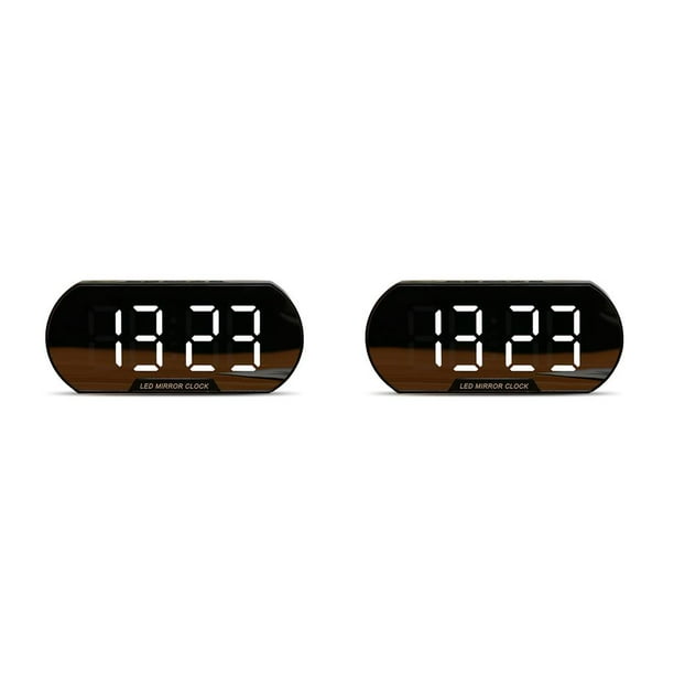 Cateissary Reloj despertador digital junto a la cama, espejo LED portátil, fecha de hora electrónica con pantalla de temperatura, lámpara de estudiante No.1 2piezas Cateissary CBP229471