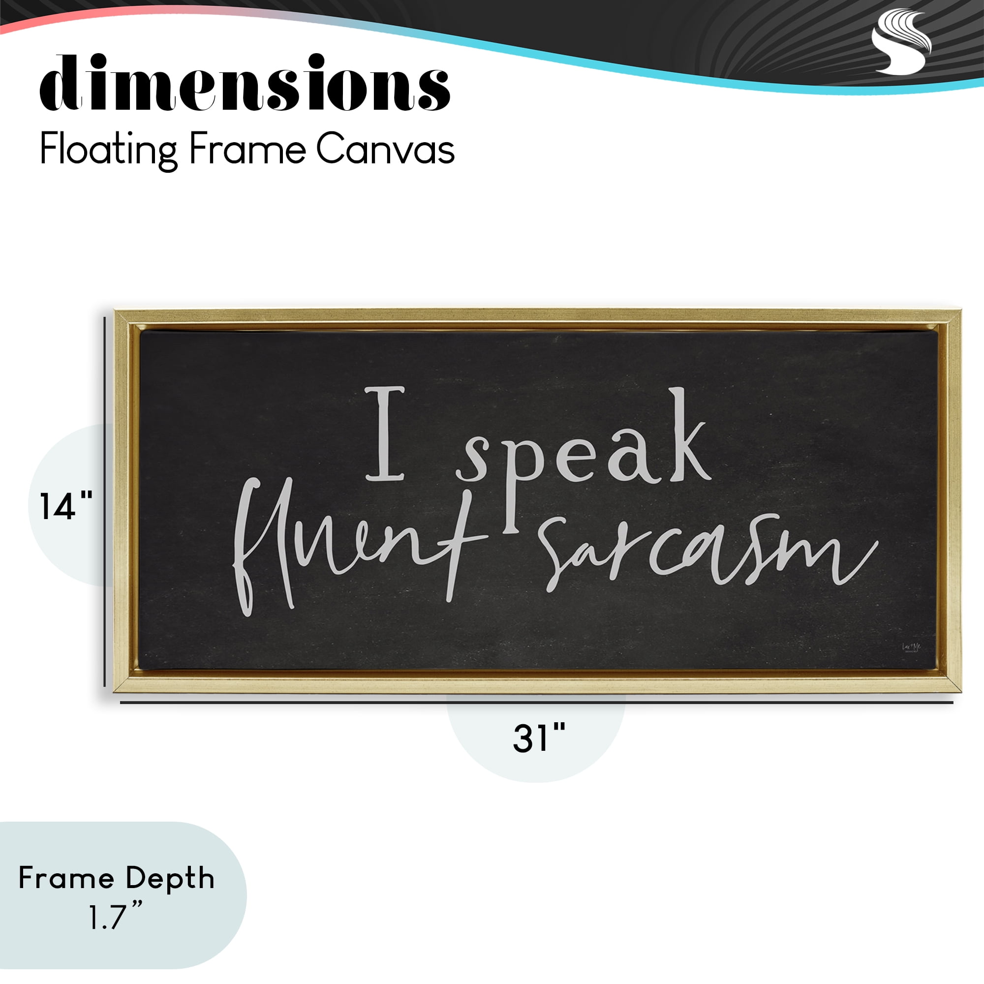 Stupell Industries Fluent Sarcasm Sassy Quote Gold Framed Floater Canvas Wall Art, design by Lux + Me Designs
