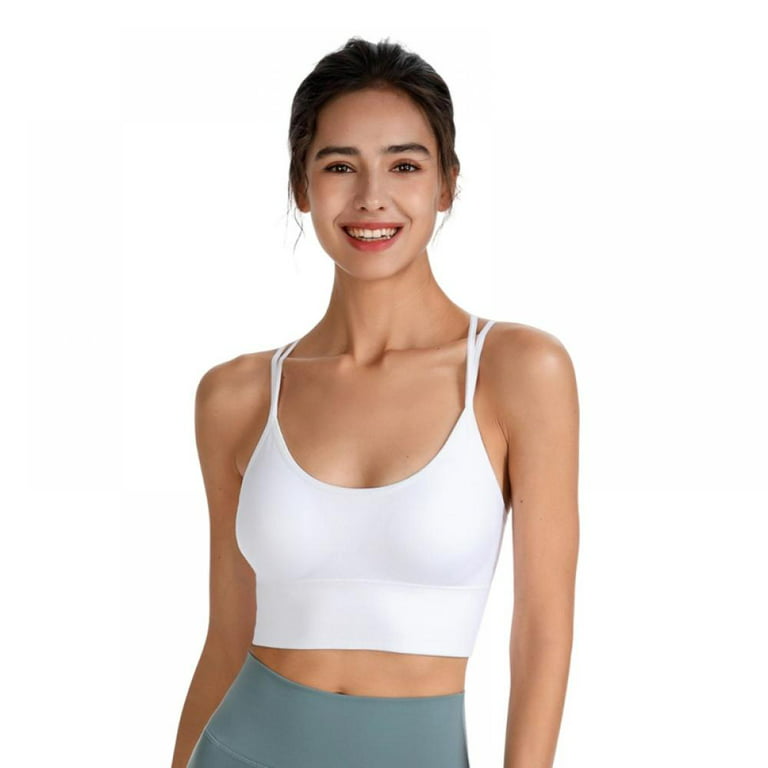 Cross Back Sport Bras Padded Strappy Criss Cross Cropped Bras for Yoga  Workout Fitness Low Impact 