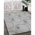 thumbnail image 3 of Ahgly Tapis d'Intérieur Lavable en Machine Rond Transitionnel Argent Platine Gris, 4 Pieds Rond, 3 of 7