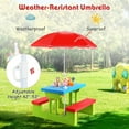 thumbnail image 5 of DORTALA Kids Picnic Table, Outdoor Toddler Table and  Set with Removable Umbrella, Plastic Kids Activity Table Set for Backyard, Garden, Nursery, Gift for Boys Girls Age 3+, Red, 5 of 7