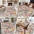thumbnail image 5 of Area Rug for Living Room, Boho Pink Flowers Non-Slip Indoor Large Carpet for Bedroom/Dining Room, Colorful Floral Spring Vintage Botanical Washable Low-Profile Rectangle Floor Runner Rugs - 5 x 7 Ft, 5 of 8
