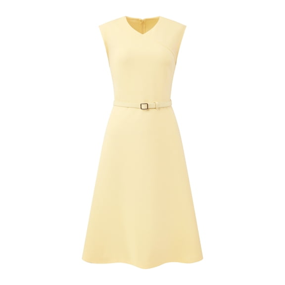 DARING DIVA Women's Sleeveless Dress V Neck Cocktail Party A Line Dresses S Yellow