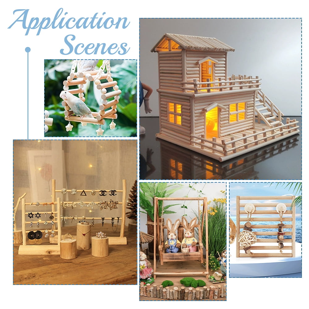100Pcs Unfinished Wood Round Sticks 2x0.59inch Wooden Craft Blocks Round Wooden Sticks for Model Building DIY Wood Crafts Home Garden Decoration DIY