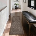 thumbnail image 2 of Washable Kitchen Runner Rug 2x5 ft, Non Slip Low Profile Soft Rug, Distressed Vintage Floral Carpet for Kitchen, Entryway, Hallway, Laundry, Brown, 2 of 6