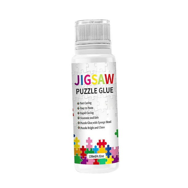 Pegamento para rompecabezas, pegamento protector para rompecabezas, pegamento transparente para rompecabezas de 120 ml con cabezal de esponja, secado