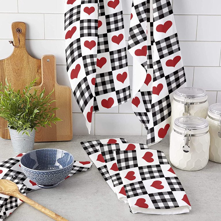  Buffalo Plaid Kitchen Towel Set, Black and White - 2