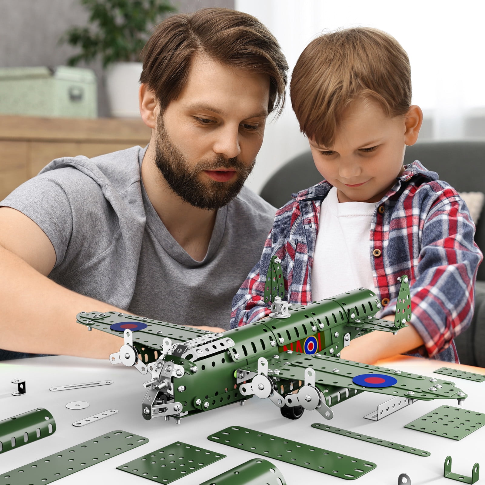 KukuFun Stem Building Projects Model Airplane Set, 389 Pcs Science Kit Educational Plane Toys for Kids Boys 8-12-16 Years Old