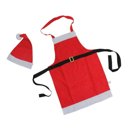 2-Piece Red and White Santa Claus Adult Size Christmas Apron and