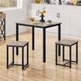 thumbnail image 3 of Renwick 3-Piece Dining Set with Industrial Table and 2 Backless Chairs, Gray, 3 of 9