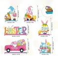 thumbnail image 3 of Virelaxpo 6Piece Wooden Easter Table Decor Set with Cute Bunny and Truck Designs, 2D Desktop Ornaments for Holiday and Home Decoration, Festive Wooden Decorations, 3 of 6