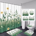 thumbnail image 2 of FRAMICS 16-Piece Ombre Floral Shower Curtain Sets with Rugs, Sage Green Eucalyptus Leaves Bathroom Sets, Waterproof Fabric Bathroom Curtain Decor with Hooks, 2 of 9
