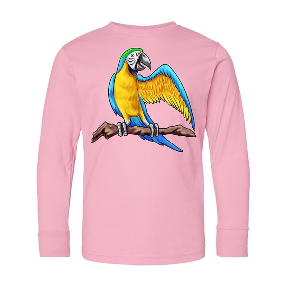 Inktastic Blue and Gold Macaw Parrot Long Sleeve Youth T-Shirt