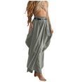 thumbnail image 1 of Pantalones holgados de algodón orgánico con cordón y bolsillos grandes, estilo bohemio, para mujer, para el verano, de cintura alta y pierna ancha, de color liso, para uso informal o en la playa, f, 1 of 3