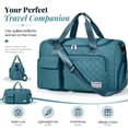 thumbnail image 3 of DAKIMOE Travel Duffle Bag for Women Large Weekender Bags Carry on Gym Duffel Bag with Wet Pocket/Shoe Compartment Waterproof Overnight Tote for Plane Hospital Sports Yoga Business Trips, Peacock Blue, 3 of 11