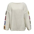 thumbnail image 7 of QASIEATN Sweaters for Graceful Women Fashion, Sweater Floral Pattern Drop Shoulder Pointelle Knit Sweater Sweater Women, Womens Fall Tops, 7 of 7